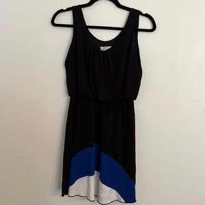 Dress: black, royal blue, white